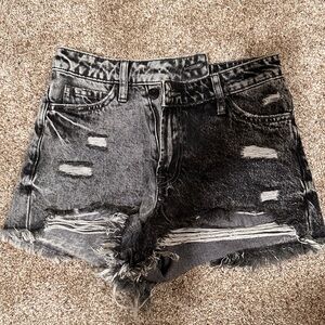 Black denim shorts